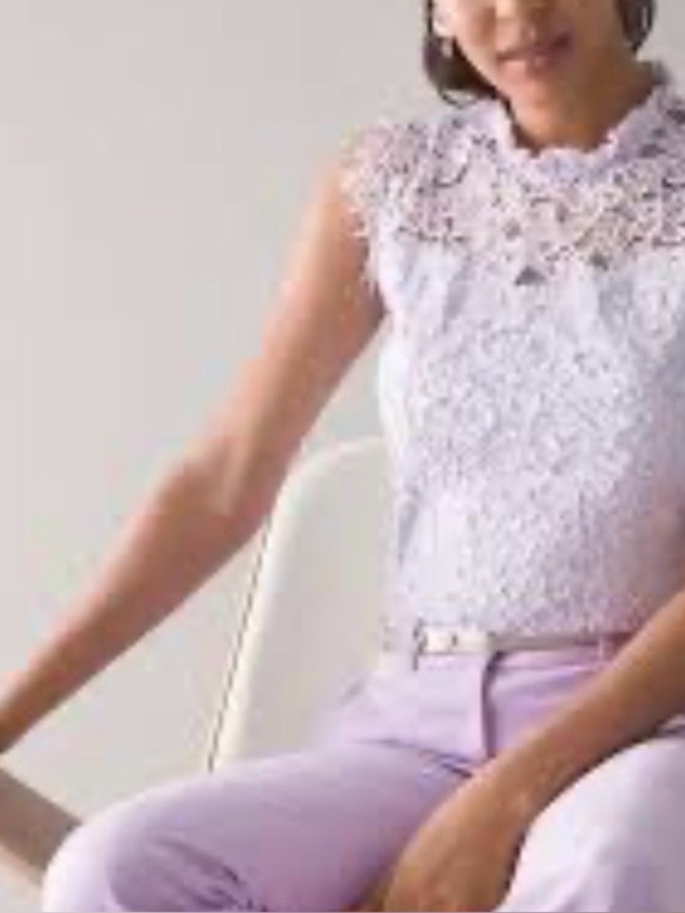 White House Black Market Lilac Lace Sleeveless Top